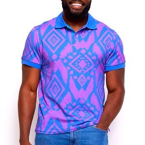 Femi Men's Polo Shirt (Purple Blue Batik)